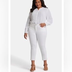 NYDJ Sheri Slim Ankle Jeans In Plus Size Frayed Hems Stretch Optic White 18W
